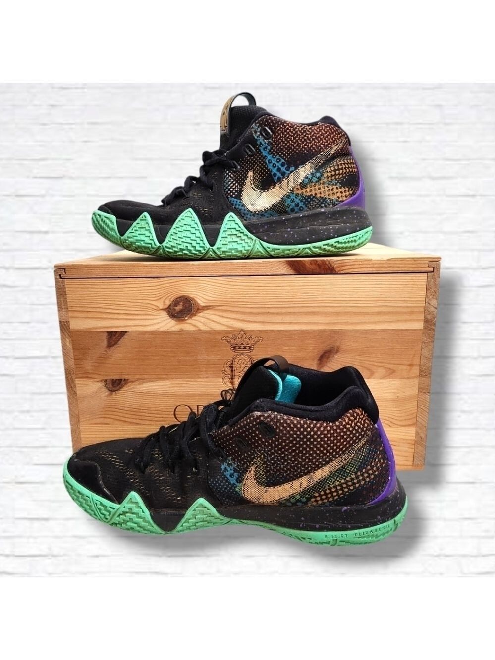 Nike 2018 Kyrie 4 Mamba Mentality Black and Teal Sneakers Size Size 6 Y/8 W